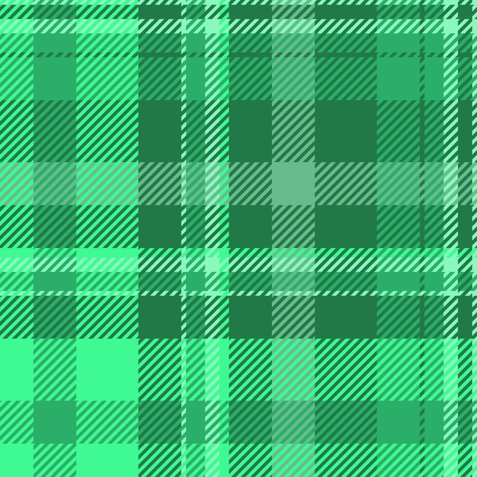Design pattern seamless plaid, vibrant textile check. Woven tartan texture background fabric in green color. vector