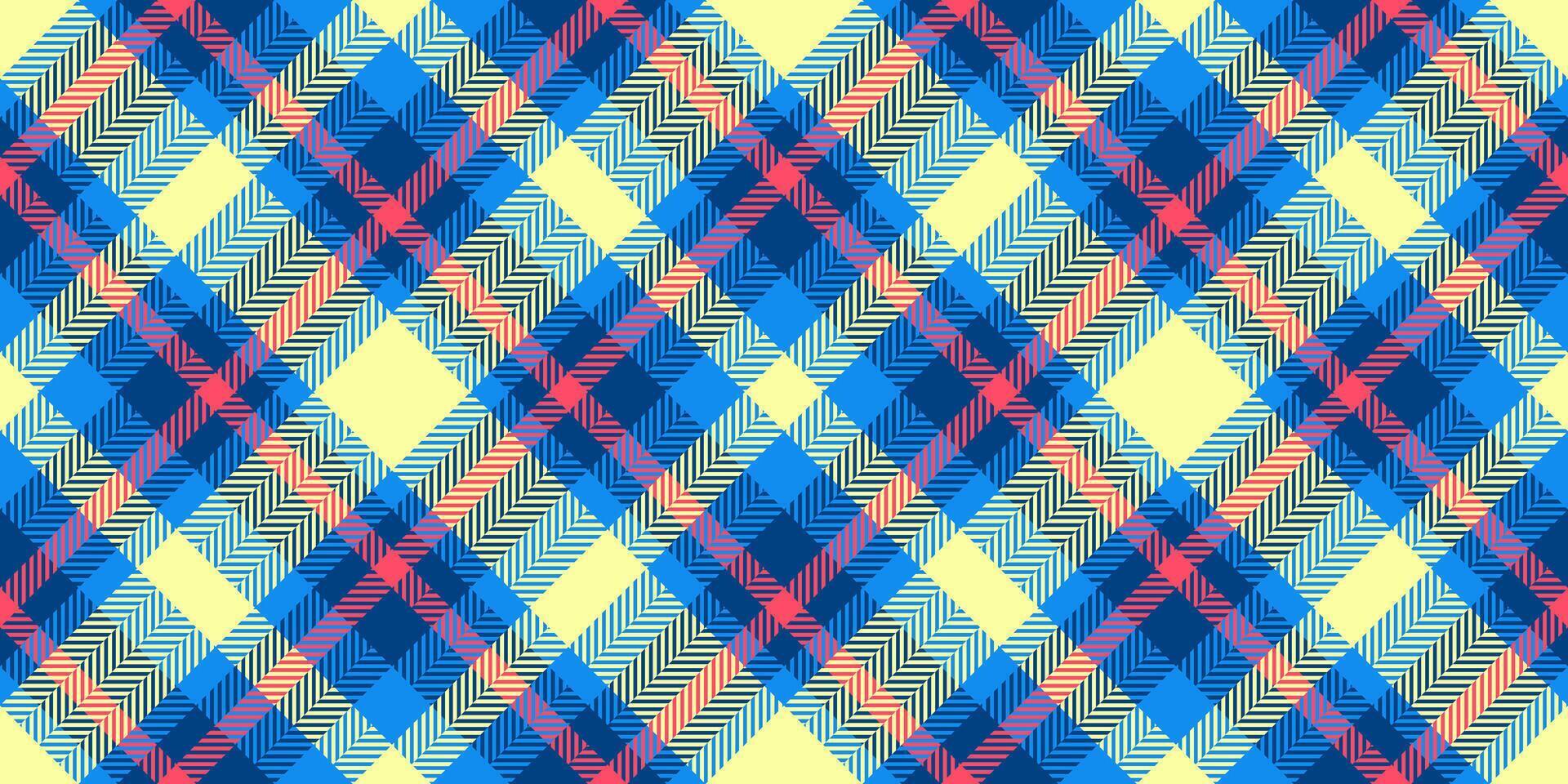 Hounds tooth plaid textile tartan, structure texture check fabric. Mosaic background seamless pattern in blue and bright colors. vector