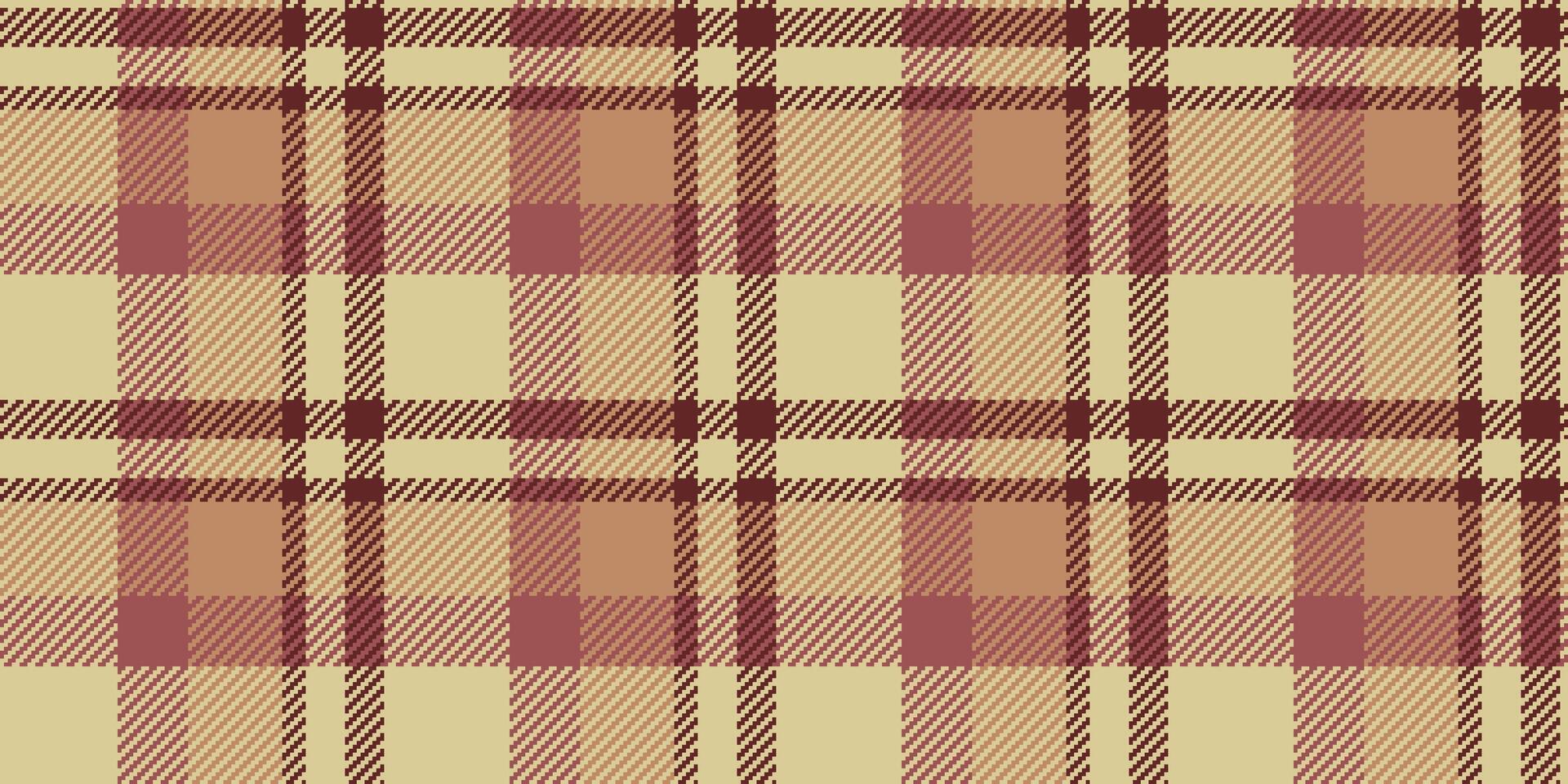 Woven texture fabric plaid, artistic tartan seamless textile. Eps pattern check background in red and yellow colors. vector