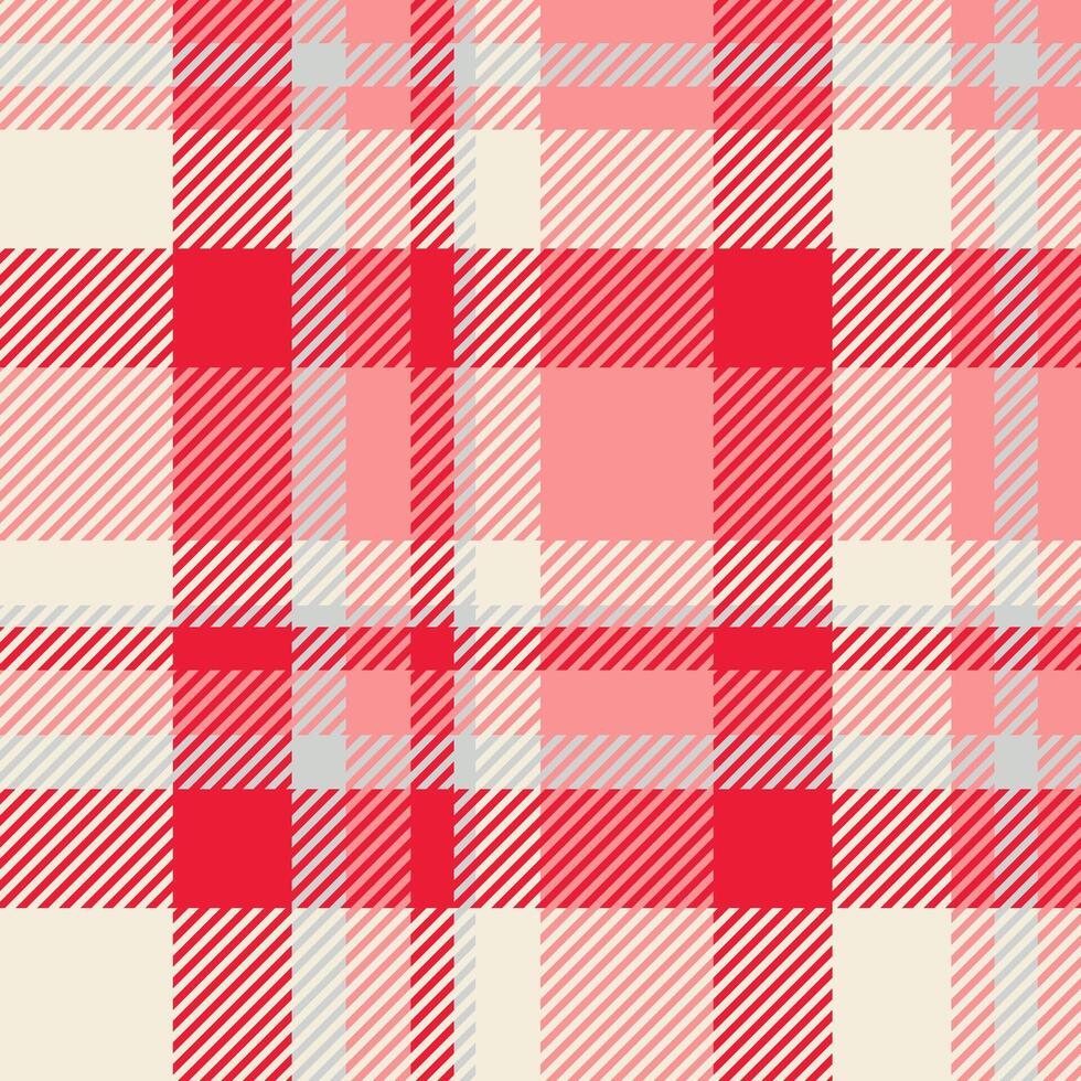 Vibrant red, pink, and cream plaid pattern. Perfect for textile designs, website backgrounds, or festive seasonal projects. Clean, modern style with a classic feel. vector