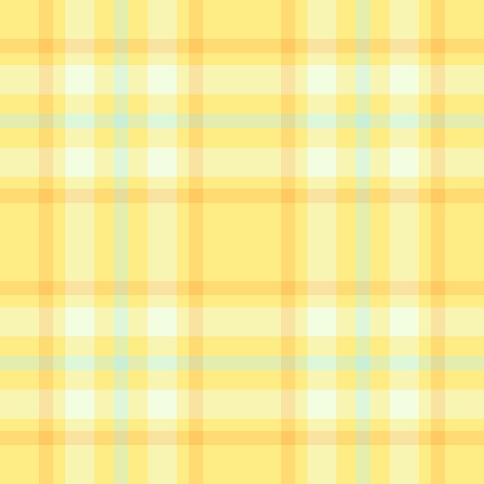 Checker fabric plaid pattern, 1970s check tartan . Old seamless background texture textile in light and yellow colors. vector