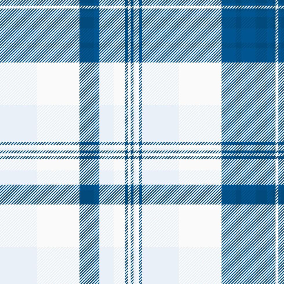 Thread fabric plaid textile, lady texture check background. Guy seamless tartan pattern in cyan and white colors. vector
