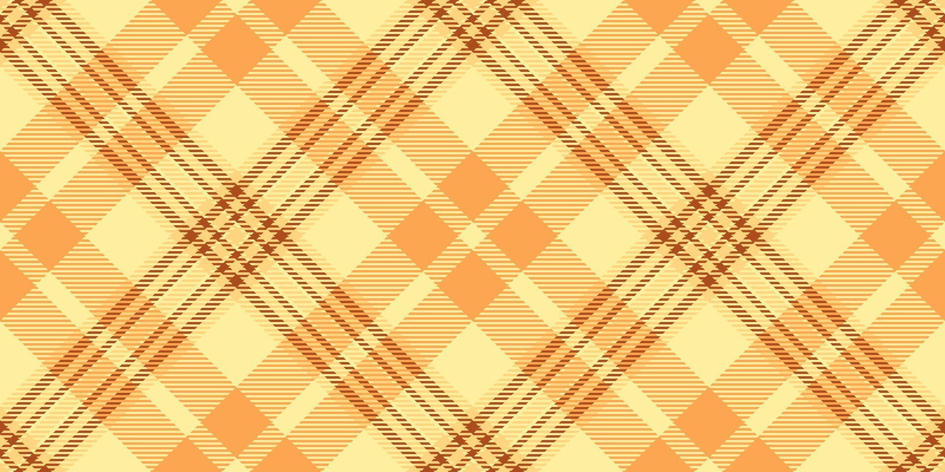 Satin background seamless texture, front tartan plaid fabric. Tissue check pattern textile in orange and yellow colors. vector