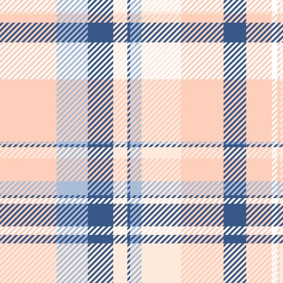 Stylish pastel plaid pattern in peach, blue, and white. Perfect for textile designs, website backgrounds, or scrapbooking projects. A versatile and modern design with a soft color palette. vector