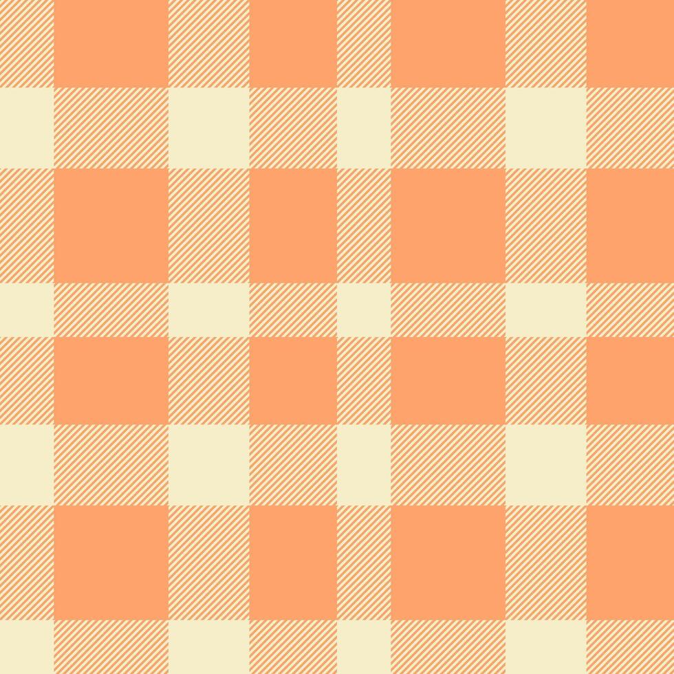 Daisy texture fabric tartan, day seamless plaid pattern. Primary background check textile in orange and light colors. vector
