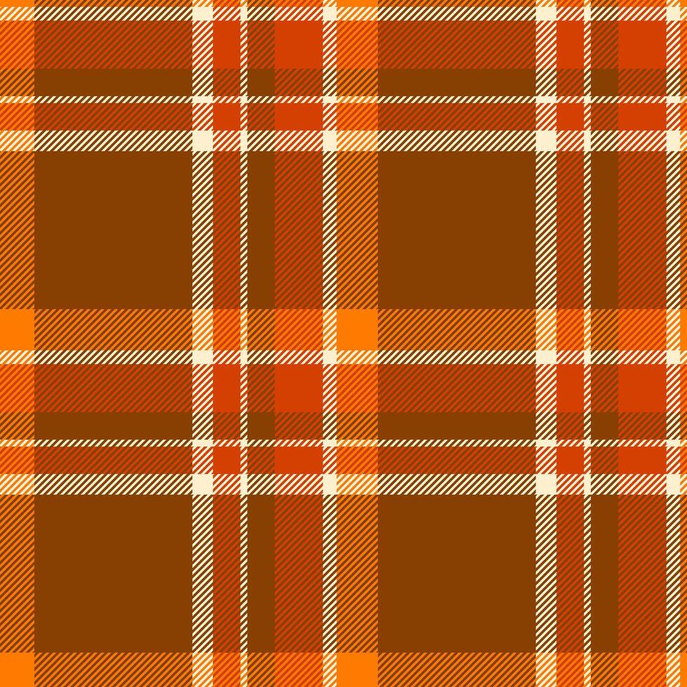 Vibrant autumnal plaid pattern in warm orange and brown hues. Perfect for fall-themed designs, textiles, websites, or packaging. The striking diagonal stripes add visual interest and texture. vector