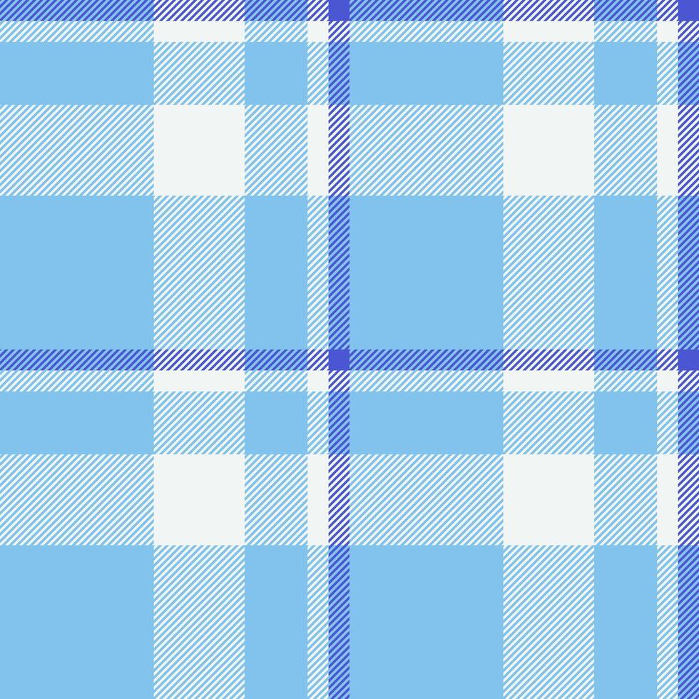 Apartment fabric tartan, improvement check seamless textile. Festival background pattern texture plaid in cyan and white colors. vector