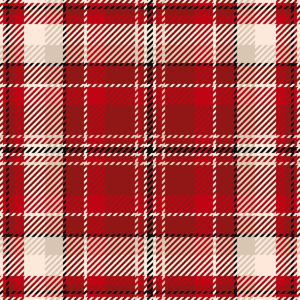 Machinery fabric seamless background, spring pattern textile texture. Fibrous tartan check plaid in red and antique white colors. vector