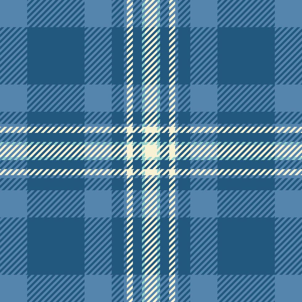 School textile seamless background, nostalgic pattern texture. Yard tartan fabric check plaid in cyan and light colors. vector