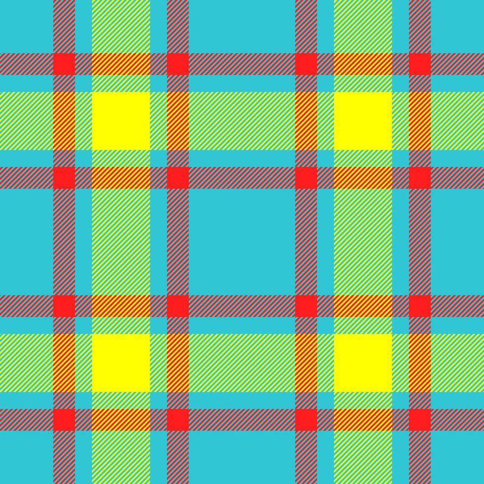 Duvet textile texture fabric, serene background plaid pattern. School tartan seamless check in cyan and yellow colors. vector