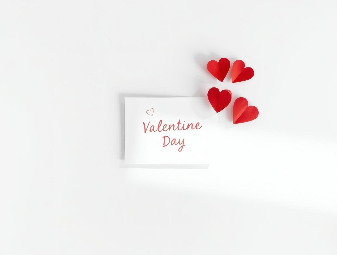 Valentine's day card with red hearts on white background 3d render photo