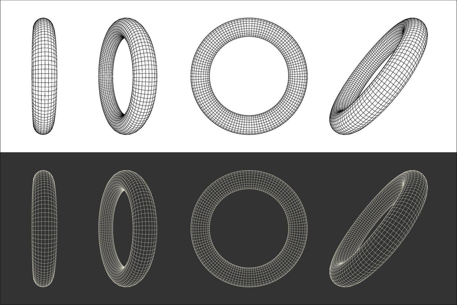 graphic asset in a retro futuristic style, wireframe elements in various forms and bold modern shapes, ideal for design templates, posters, banners, clothing, stickers, and other vector