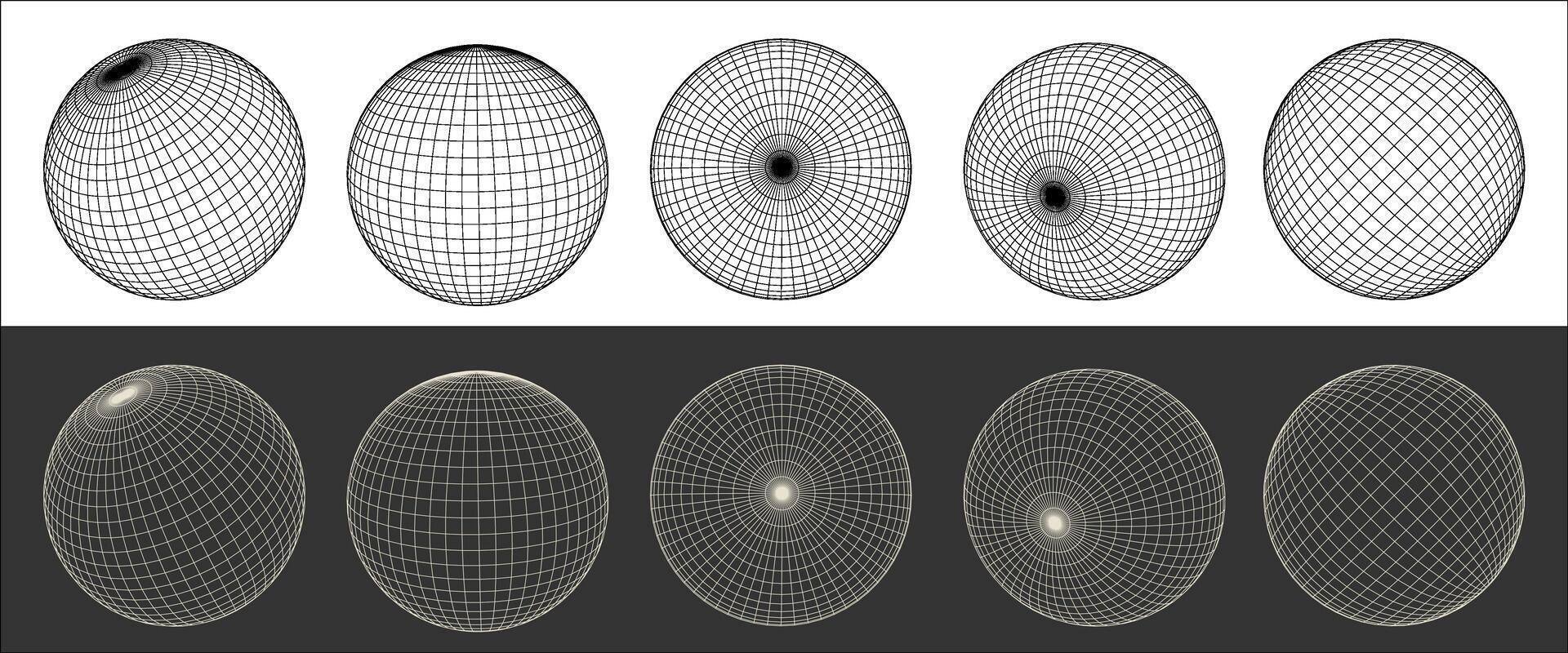 sphere graphic asset in a retro futuristic style, featuring wireframe elements in various forms and bold modern shapes, ideal for design templates, posters, banners, clothing, stickers, and other vector