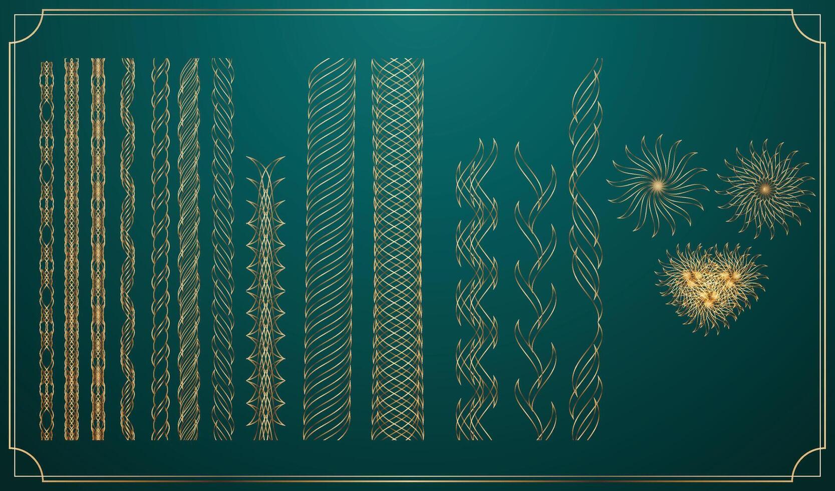 golden frame elements on a green background vector
