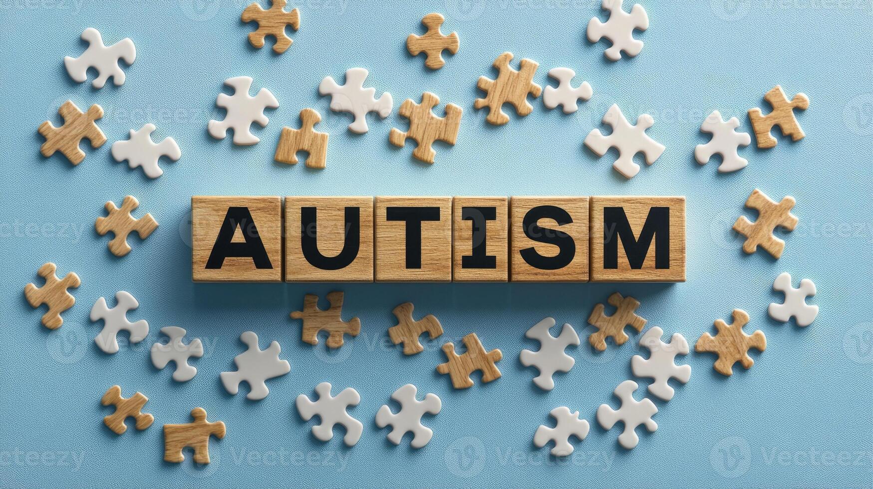 Autism awareness puzzle pieces showing neurodiversity and acceptance support photo