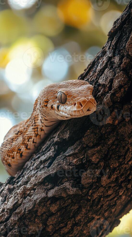 White-lipped python resting on a branch photo