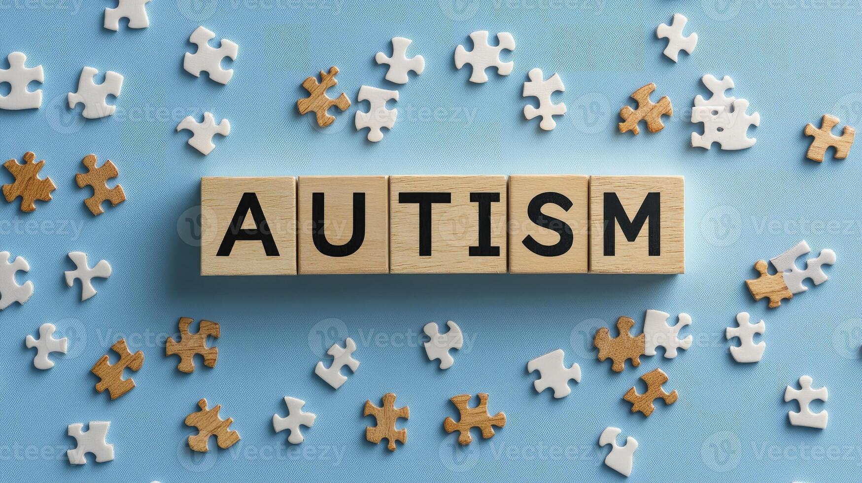 Autism awareness puzzle pieces showing neurodiversity and asperger syndrome. photo