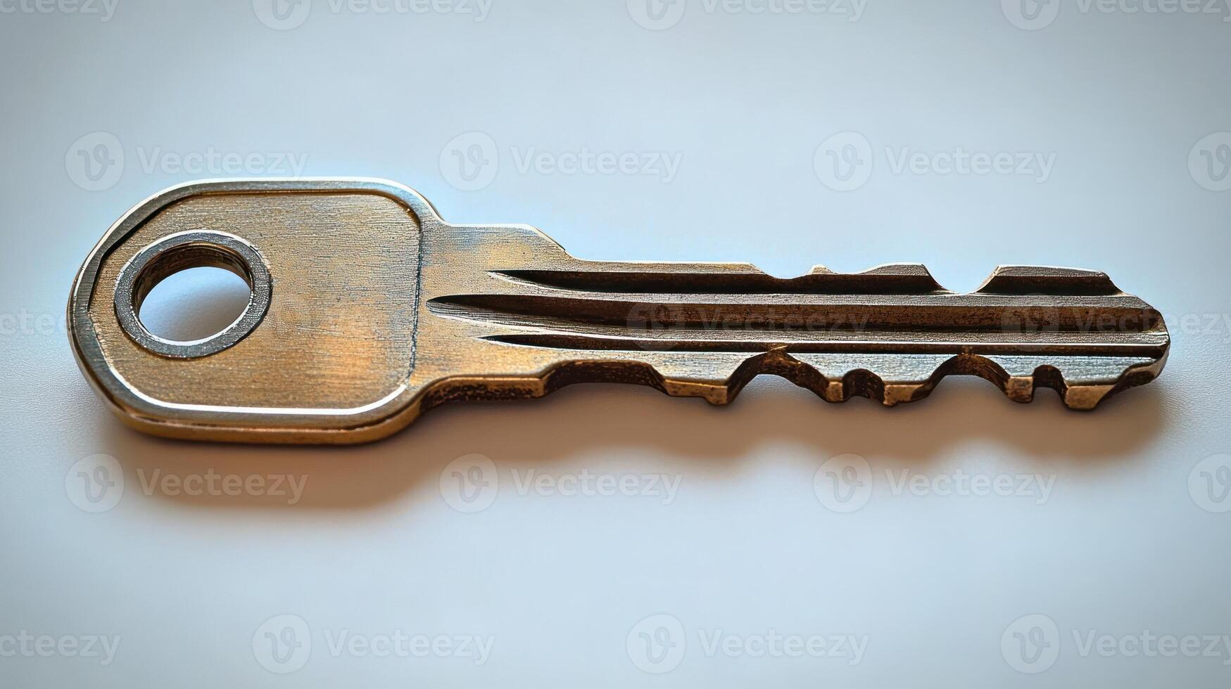 An intriguing silver key lies flat, sparking thoughts of hidden doors and secrets photo