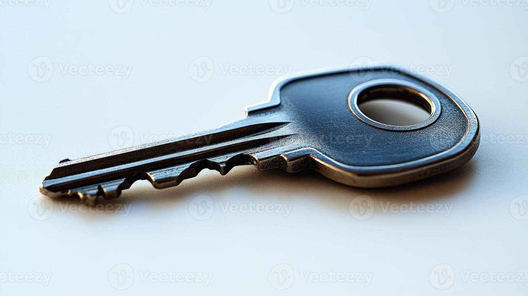 The key showcases intricate details, reflecting light beautifully on a smooth surface photo