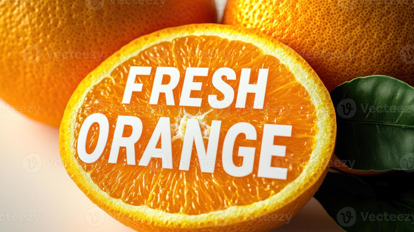 Half a juicy orange showcases its vibrant color and fresh texture photo