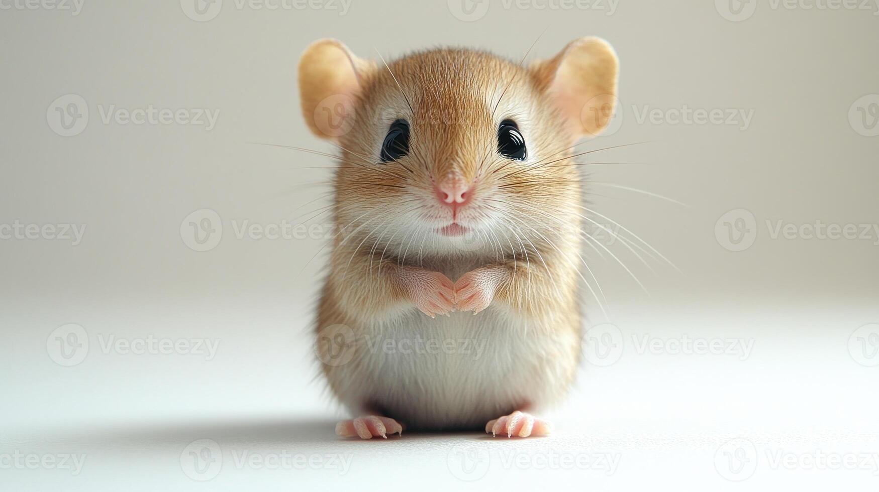 This adorable mouse looks inquisitive, surrounded by gentle, diffused light photo