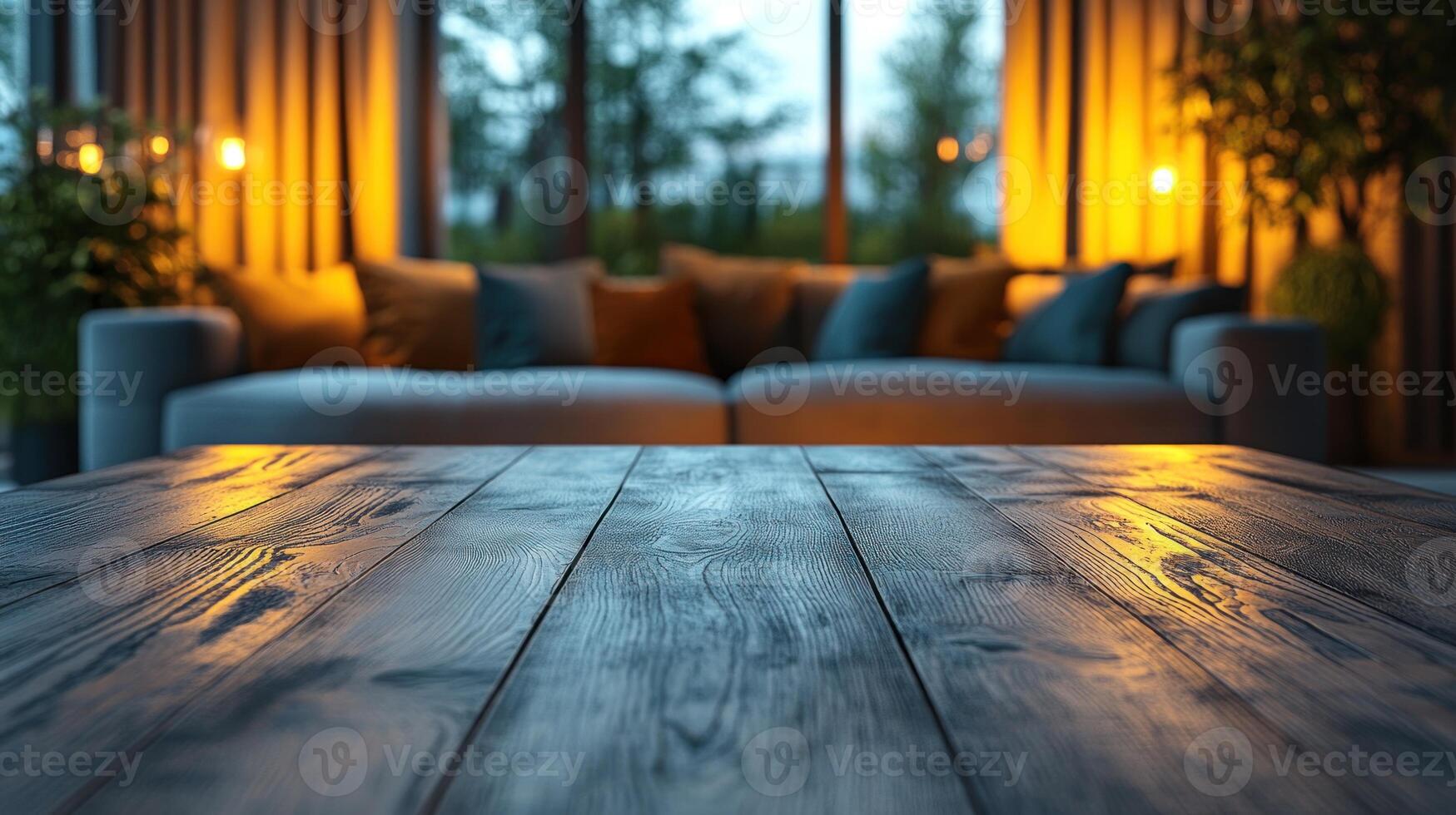 Warmth envelops the living room, creating a welcoming atmosphere as evening settles in photo