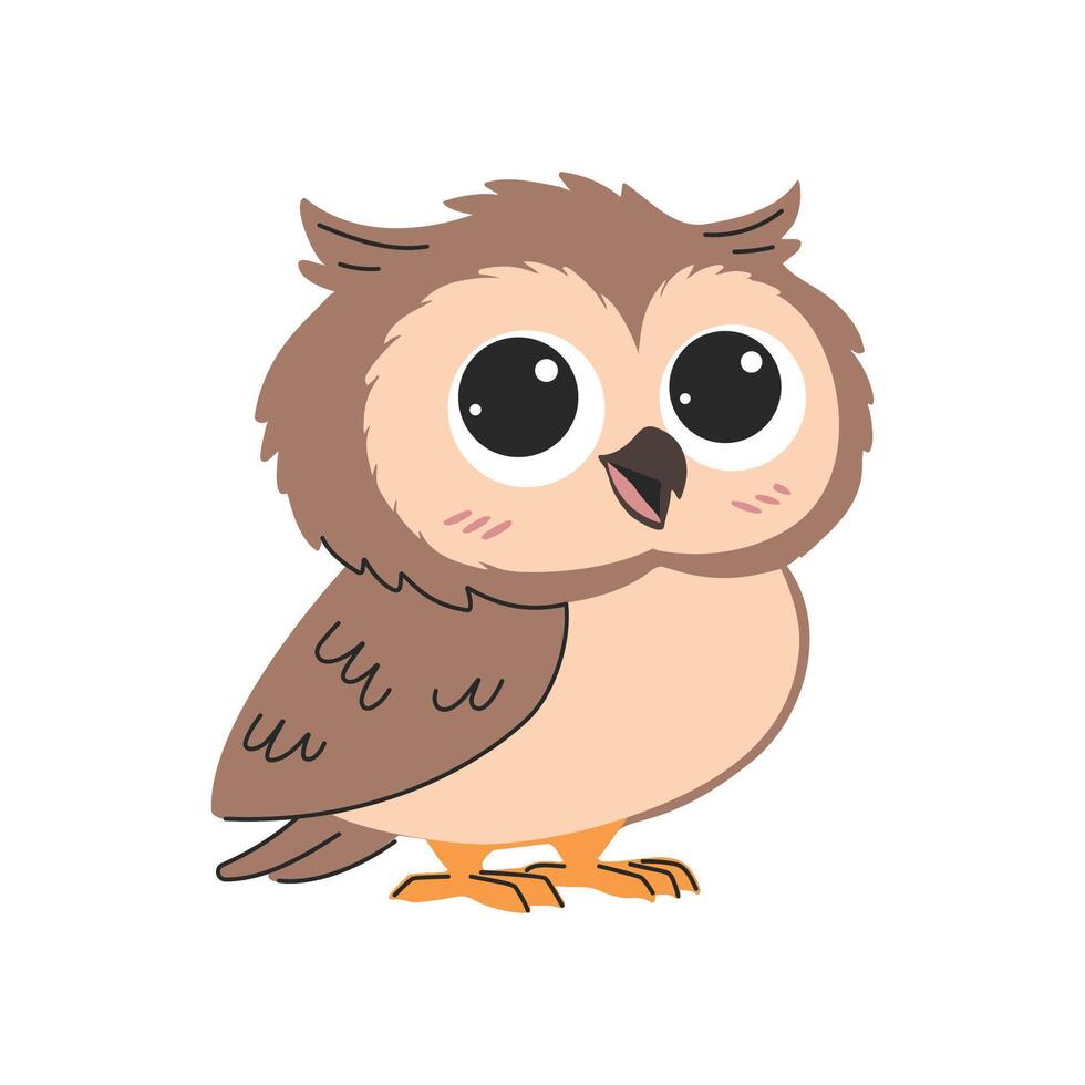 Cute cartoon owl. illustration isolated on a white background. vector