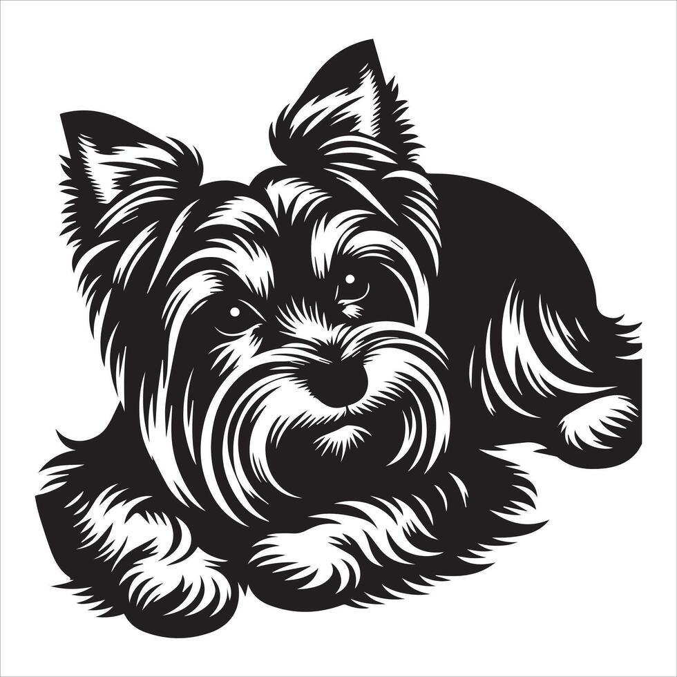 Yorkshire Terrier Dog Design with a Heartbreaking Sad Face vector
