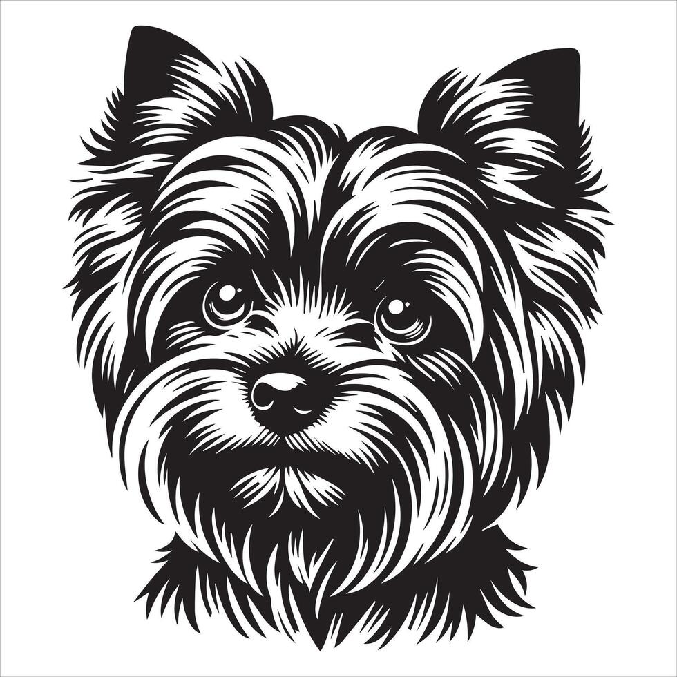 Emotional Yorkshire Terrier Dog Sad Face Design vector