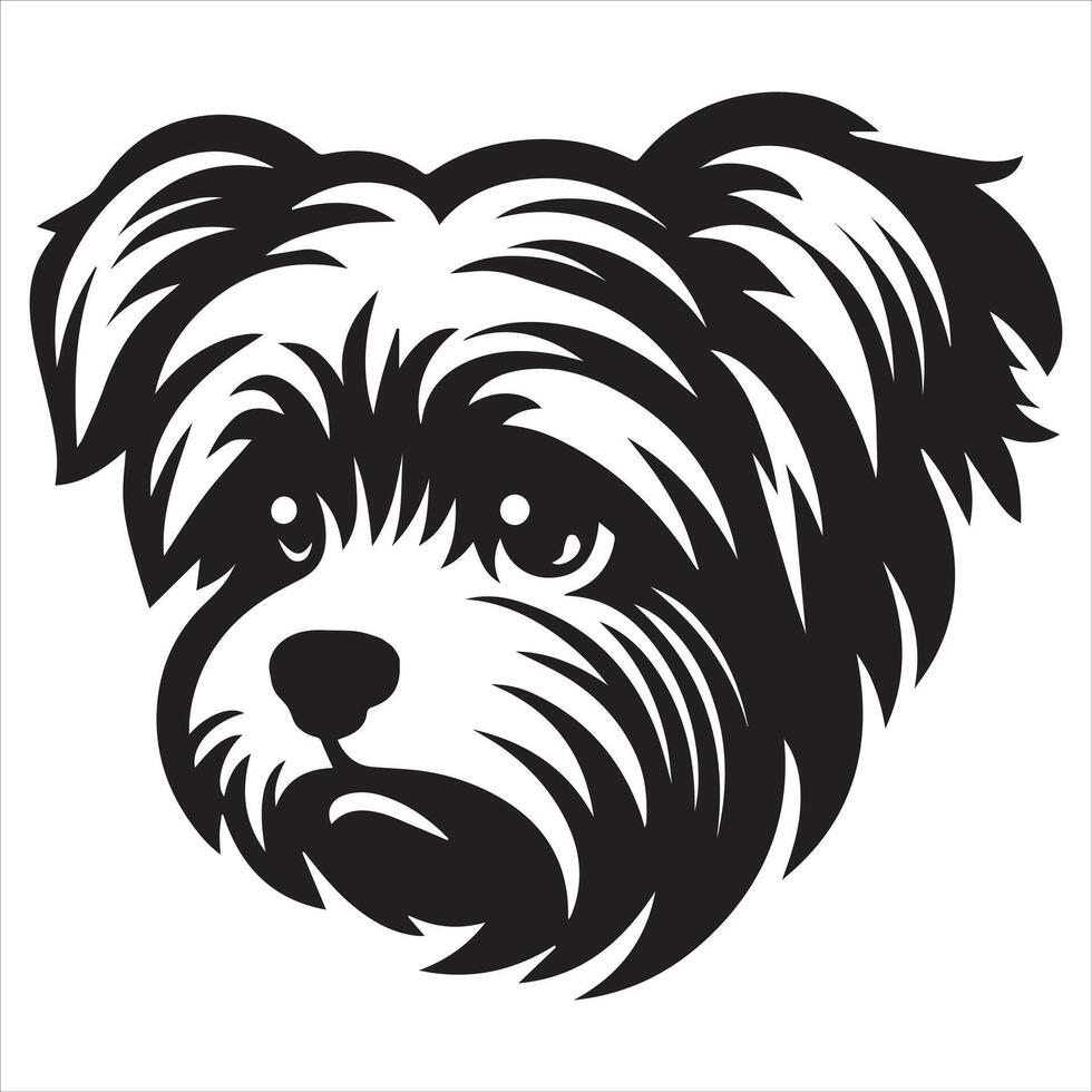 Heartfelt Sad Yorkshire Terrier Dog Illustration vector