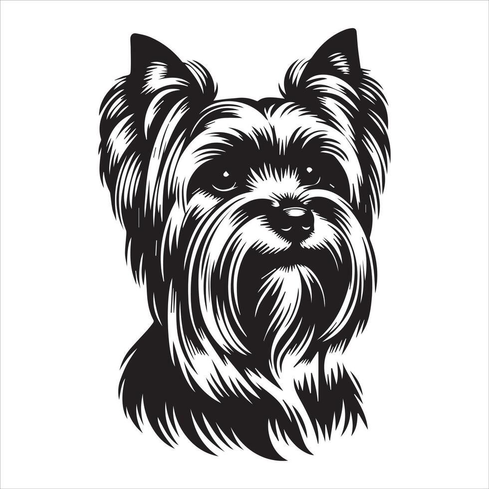 Poignant Sad Yorkshire Terrier Dog Art Design vector