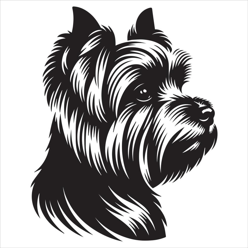 Yorkshire Terrier Dog Illustration with a Melancholy Expression vector