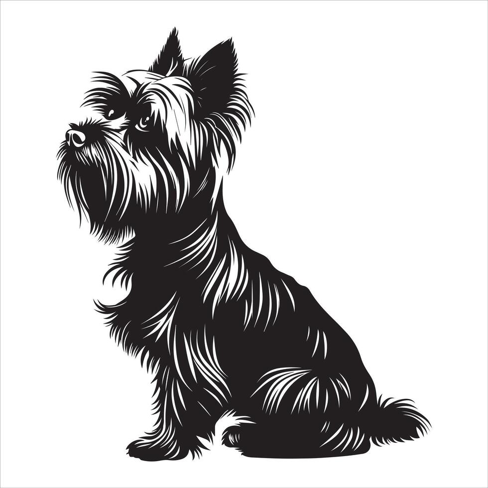 Pensive Yorkshire Terrier Dog Sad Face Illustration vector
