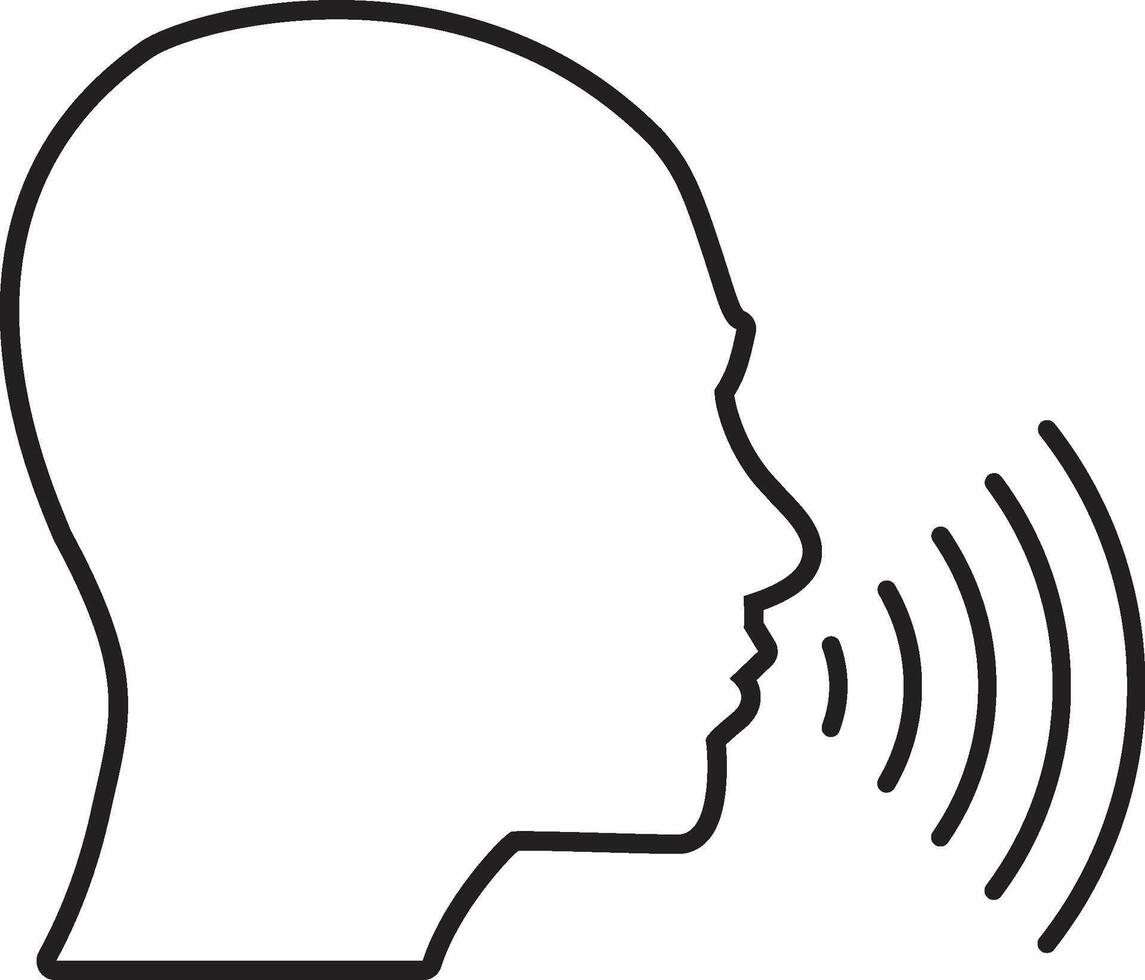 People talk icon. People speaking icon sign . Communication. Voice control icon. Speak or talk recognition linear icon vector