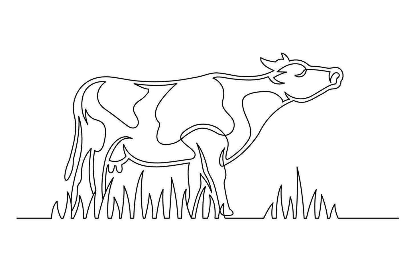 Continuous one line farm cow isolated on white background vector