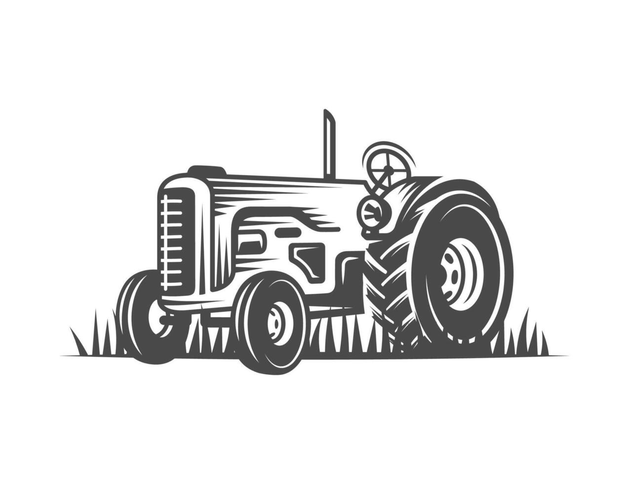 Silhouette vintage tractor isolated on white background vector