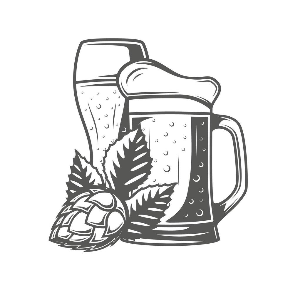 Vintage beer glasses vector