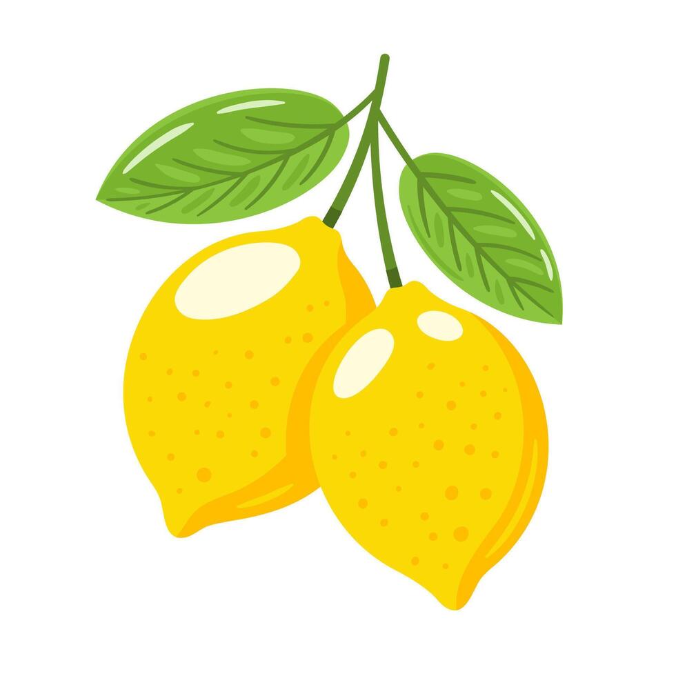 Yellow lemons with leaves icon isolated on white background vector