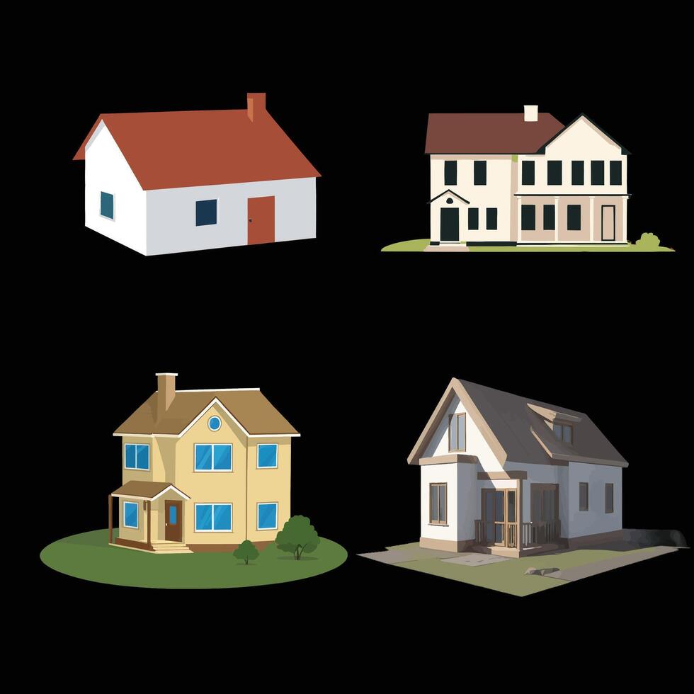 Modern House Icon Set vector