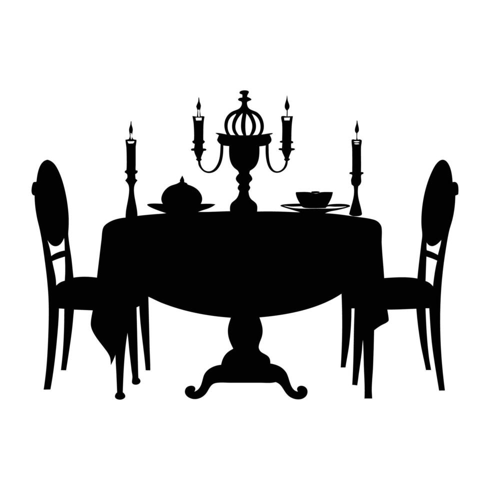modern dining table silhouette design for creative project vector