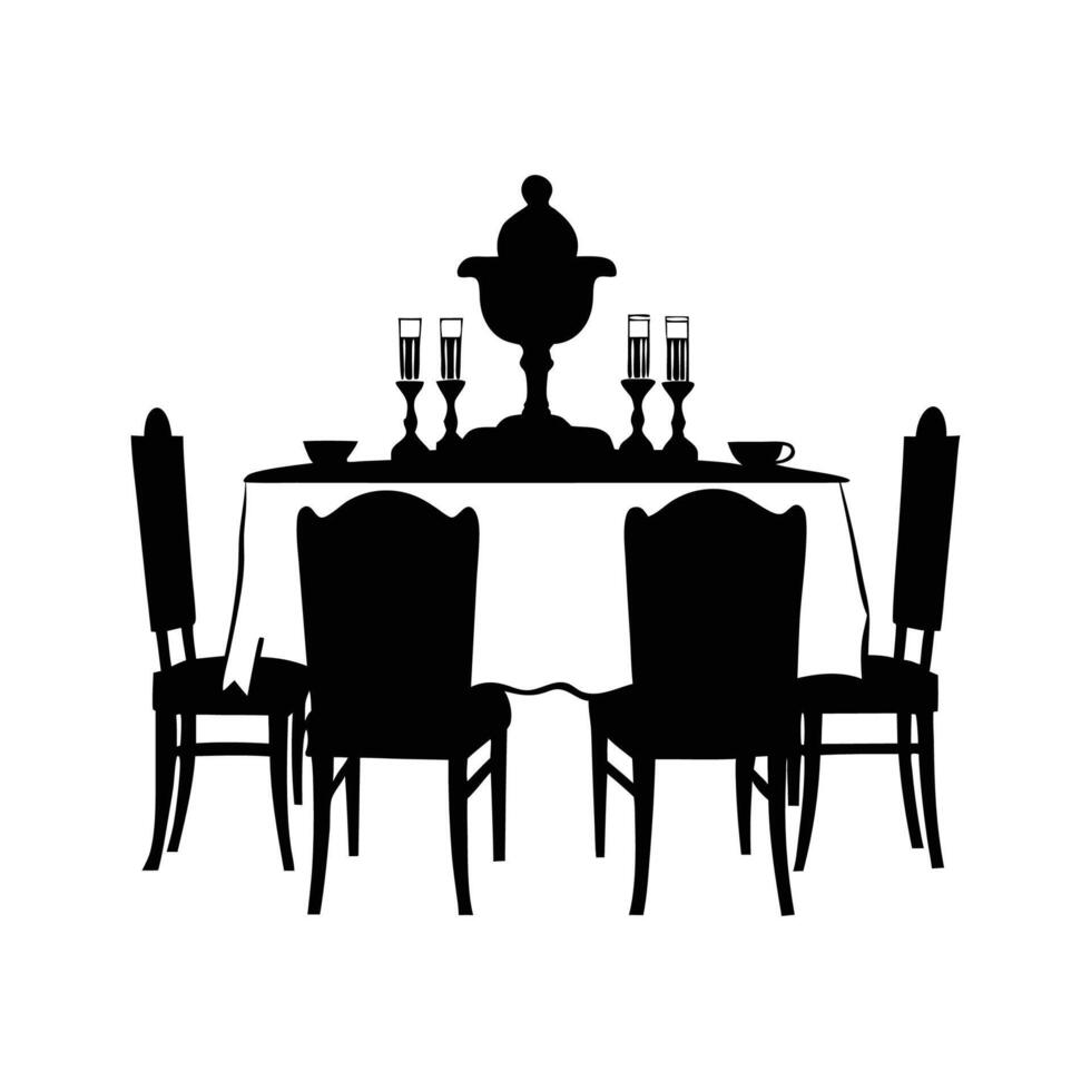abstract dining table silhouette artwork vector