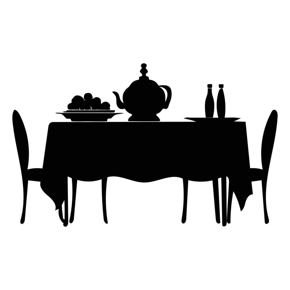 high-quality dining table silhouette graphic vector
