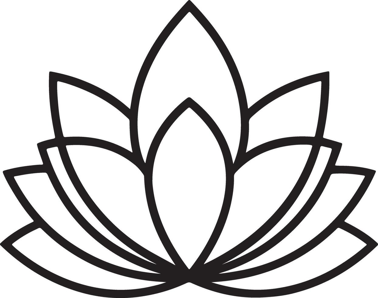 Lotus Flower Silhouette Coloring Page Illustration with White Background vector