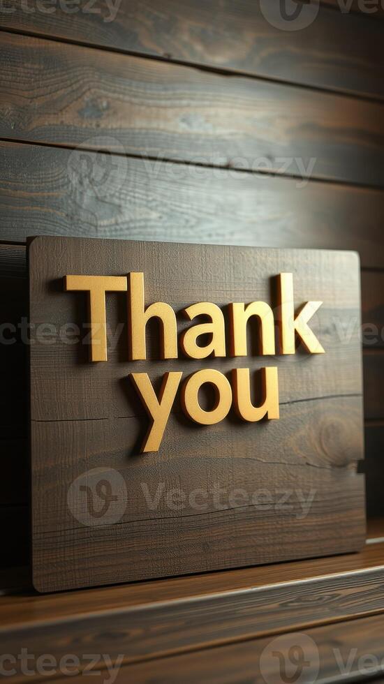 Handcrafted wooden sign displaying a warm message of gratitude in a cozy setting photo