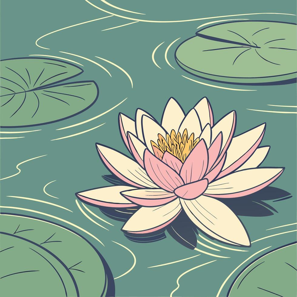 The illustration of nymphaea water lily flower vector