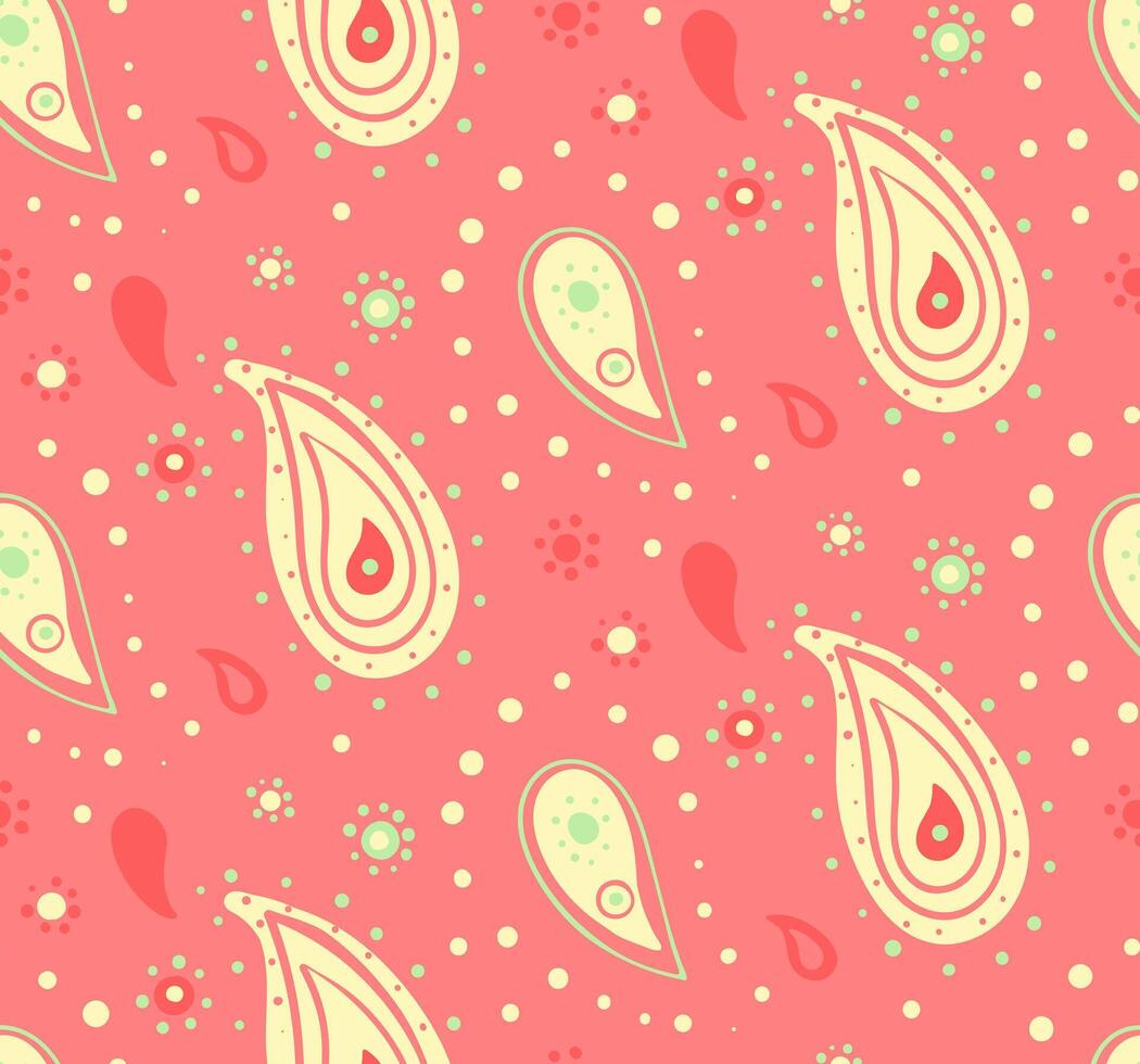 Pattern scrapbook by leaf . Drawn card at repeat style. Boteh curled at ethereal curve. vector