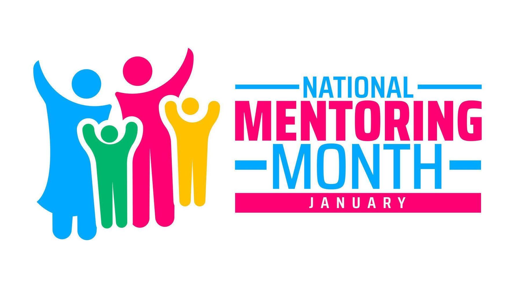 National Mentoring Month background banner or poster design template man icon. vector
