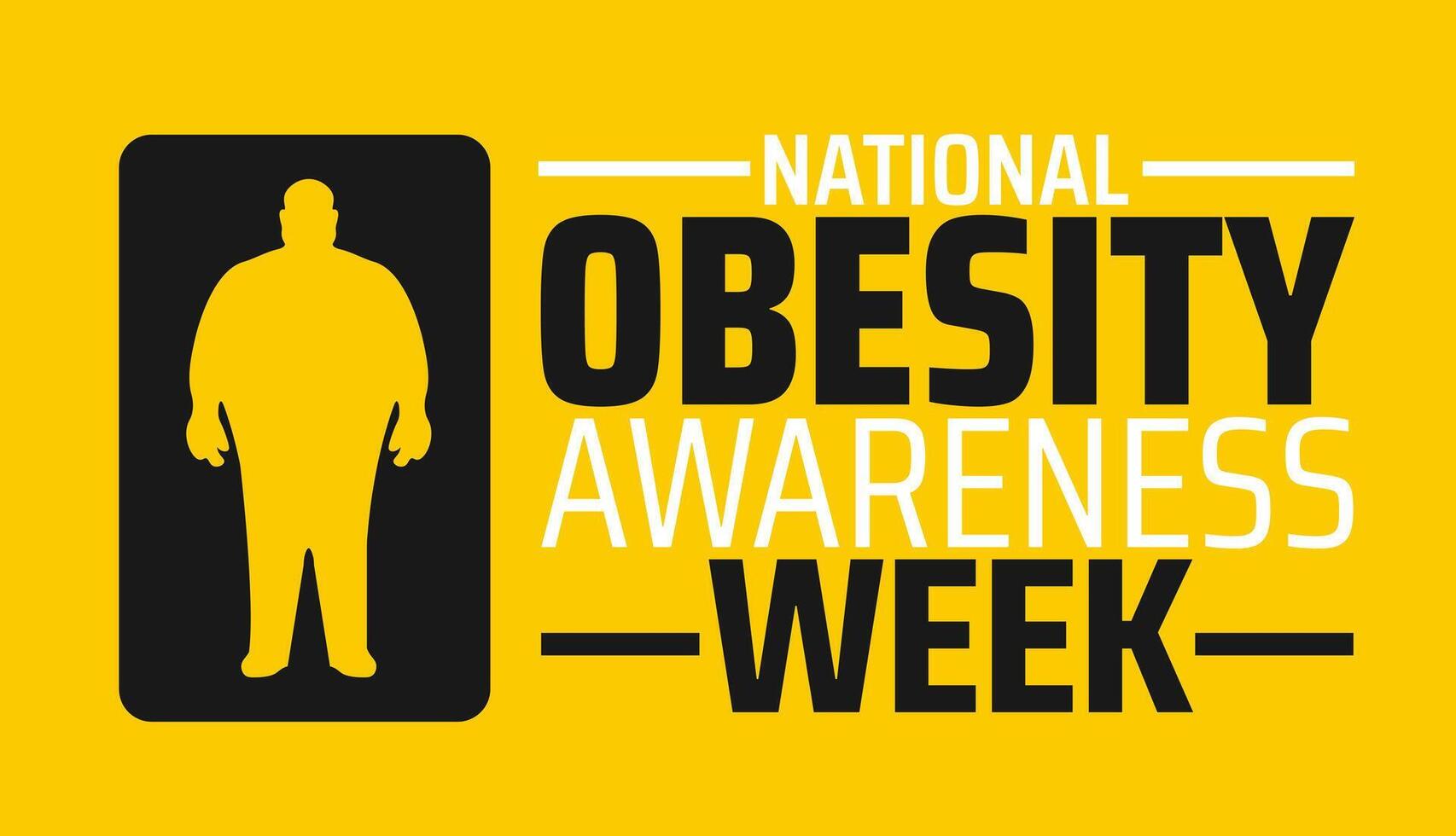 National Obesity Awareness Week background banner or poster design template. observed every year in January with yellow and black color. vector