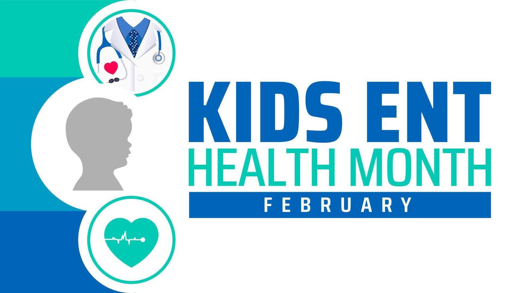 Kids ENT Health Month background banner or poster design template. observed every year in February. vector