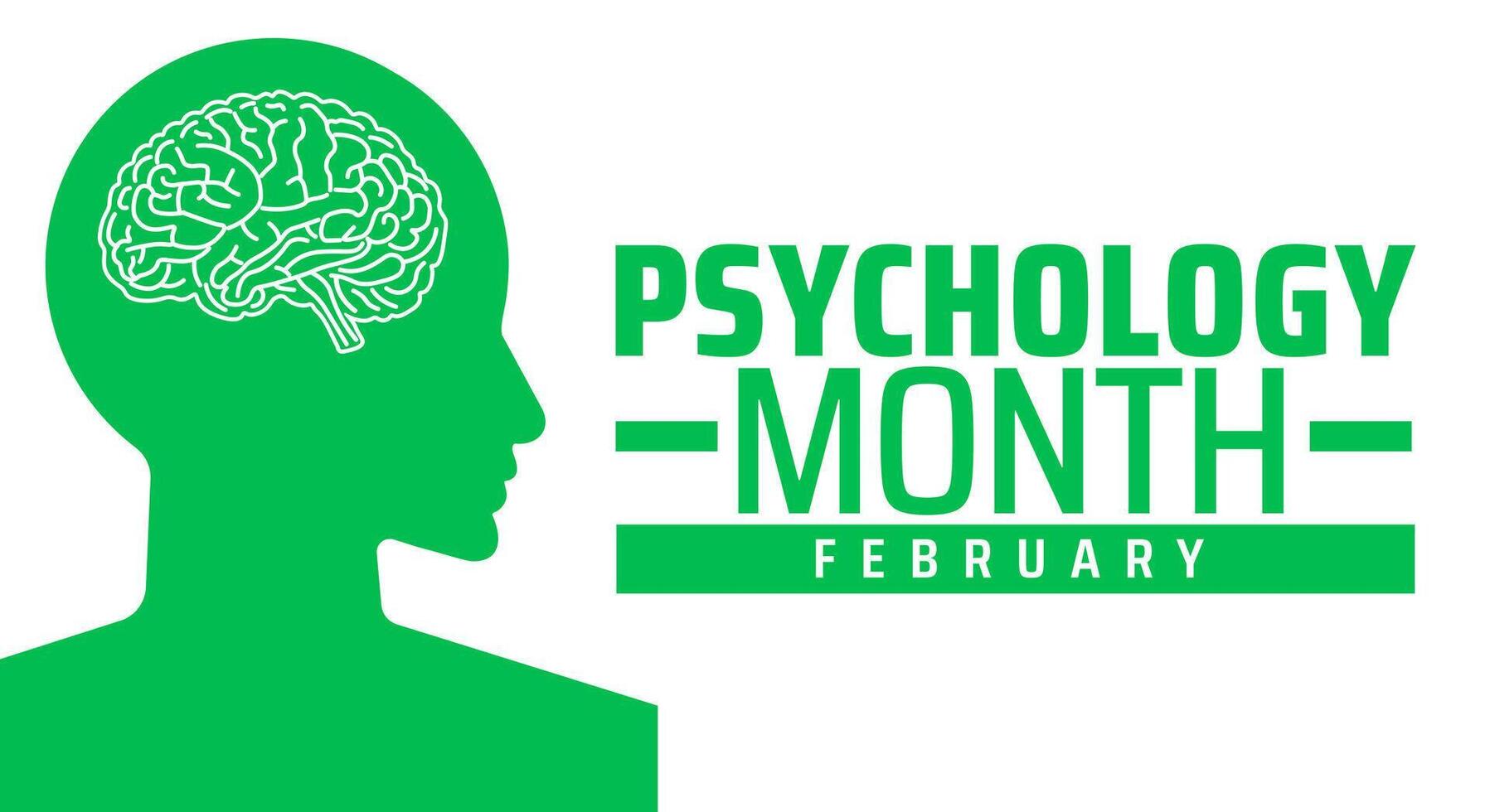 Psychology Month background banner or poster design template. observed every year in February. Holiday concept. Use to any Template, card, poster, placard, template. vector